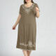 Women's Plus Size Casual Crew Neck Short Sleeve Embroidery Midi Dress 5# Clothing Wholesale Market -LIUHUA