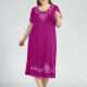 Women's Plus Size Casual Crew Neck Short Sleeve Embroidery Midi Dress 6# Clothing Wholesale Market -LIUHUA