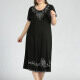 Women's Plus Size Casual Crew Neck Short Sleeve Embroidery Midi Dress Black Clothing Wholesale Market -LIUHUA