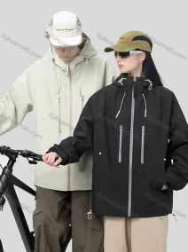 Wholesale Unisex Casual Plain Windproof Long Sleeve Zip Up Patch Pocket Hooded Drawstring Windbreaker Jacket 6-2698#, LIUHUA CLOTHING WHOLESALE