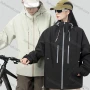 Wholesale Unisex Casual Plain Windproof Long Sleeve Zip Up Patch Pocket Hooded Drawstring Windbreaker Jacket 6-2698# preview