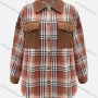 Wholesale Women's Casual Corduroy Splicing Plaid Print Long Sleeve Patch Pockets Overshirt preview