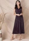 Wholesale Women's Elegant V Neck Sleeveless Lace Up High Waist Shirred Midi Tank Dress - Liuhuamall