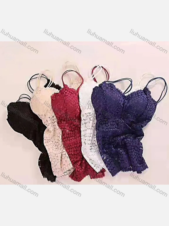 Wholesale Women's Plain Guipure Lace Double Spaghetti Strap Bra