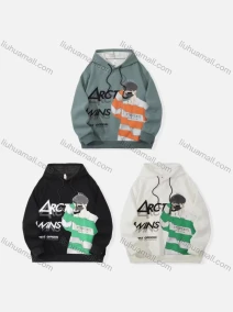 Wholesale Men's Casual Letter Print Drawstring Long Sleeve Hoodie, LIUHUA CLOTHING WHOLESALE