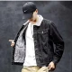 Wholesale Men's Casual Plain Fleece Inside Long Sleeve Button Down Denim Jacket Black Clothing Wholesale Market Liuhua