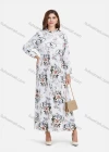 Wholesale Women's Casual Floral Print Stand Collar Button Front Pleated Flared Hem Maxi Shirt Dress With Belt - Liuhuamall