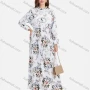 Wholesale Women's Casual Floral Print Stand Collar Button Front Pleated Flared Hem Maxi Shirt Dress With Belt preview