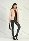 Wholesale Women's Casual Long Sleeve Lapel Plain Zipper Leather Jacket With Zipper Pockets - Liuhuamall