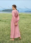 Wholesale Women's Casual Tie Neck Marie Sleeve Floral Ruffle Hem Maxi Dress - Liuhuamall