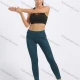 Wholesale Women's Sporty Plain Topstitch Sewing Pockets Elastic Workout Leggings Dark Green Clothing Wholesale Market Liuhua