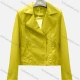 Wholesale Women's Casual Plain Lapel Long Sleeve Zipper PU Leather Jacket Yellow Clothing Wholesale Market Liuhua