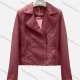 Wholesale Women's Casual Plain Lapel Long Sleeve Zipper PU Leather Jacket Raspberry Clothing Wholesale Market Liuhua