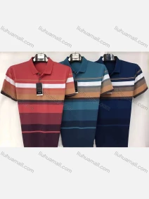 Wholesale Men's Causal Striped Patch Pocket Short Sleeve Polo Shirt, LIUHUA CLOTHING WHOLESALE