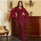 Wholesale Women's Glamorous Plain Splicing Sequin Wrap V Neck Ruched Split Hem Butterfly Sleeve Cocktail Dress Wine Clothing Wholesale Market Liuhua