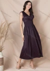 Wholesale Women's Elegant V Neck Sleeveless Lace Up High Waist Shirred Midi Tank Dress - Liuhuamall