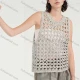 Wholesale Women's Casual Round Neck Sleeveless Crochet Hollow Out Plain Tank Cover Up Top Gray Clothing Wholesale Market Liuhua