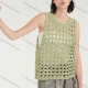 Wholesale Women's Casual Round Neck Sleeveless Crochet Hollow Out Plain Tank Cover Up Top 3# Clothing Wholesale Market Liuhua