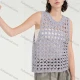 Wholesale Women's Casual Round Neck Sleeveless Crochet Hollow Out Plain Tank Cover Up Top 8# Clothing Wholesale Market Liuhua