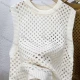 Wholesale Women's Casual Round Neck Sleeveless Hollow Out Plain Tank Cover Up Top White Clothing Wholesale Market Liuhua