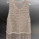 Wholesale Women's Vacation Crochet Round Neck Sleeveless Hollow Out Tassel Hem Plain Tank Cover Up Top 27# Clothing Wholesale Market Liuhua