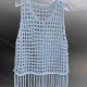 Wholesale Women's Vacation Crochet Round Neck Sleeveless Hollow Out Tassel Hem Plain Tank Cover Up Top 28# Clothing Wholesale Market Liuhua