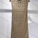 Wholesale Women's Casual Round Neck Sleeveless Hollow Out Plain Knit Tank Cover Up Dress Coffee Clothing Wholesale Market Liuhua