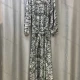 Wholesale Women's Casual Dalmatian Print Ruched Button Front Crew Neck Long Sleeve Maxi Dress With Belt Black Clothing Wholesale Market Liuhua