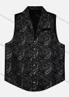Wholesale Men's Vintage Lapel Paisley Print Single Breasted Silky Waistcoat - Liuhuamall