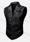 Wholesale Men's Vintage Lapel Paisley Print Single Breasted Silky Waistcoat - Liuhuamall