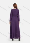 Wholesale Women's Chiffon Plain Decor Sleeve Bowknot Decor Maxi Dress With Belt - Liuhuamall