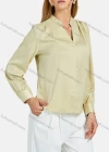 Wholesale Women's Casual Notched Neck Shirt Sleeve Plain Blouse - Liuhuamall