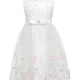 Girls Sleeveless Appliques Bow Front Zip Back Sequin Lace Flower Girl Dress White Clothing Wholesale Market -LIUHUA