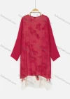 Wholesale Women's Scoop Neck Floral Layered Hem Midi Dress & Plain Cardigan & Clover Necklace 3-Piece Set 0597-4432# - Liuhuamall