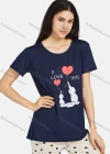 Wholesale Women's Lounge Soft Short Sleeve Cartoon Print T-shirt & Heart Print Pant Pajama Sets - Liuhuamall
