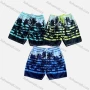 Wholesale Men's Tropical Plants Print Striped Drawstring Beach Shorts A5527# preview