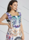 Wholesale Women's Casual Bateau Neck Floral Print Rhinestone Zip Back Short Tank Dress - Liuhuamall