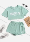 Wholesale Girls Casual Letter Crop Top & Elastic Waist Hot Shorts Set - Liuhuamall