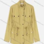 Wholesale Women's Casual Plain Stand Collar Flap Pockets Drawstring Zip Up Jacket preview