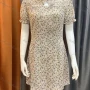 Wholesale Women's Mandarin Keyhole-neck Short Sleeve Ruffle Trim Short Dress A21331# preview