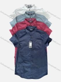Wholesale Men's Casual Collared Short Sleeve Button Down Plain Shirt, LIUHUA CLOTHING WHOLESALE