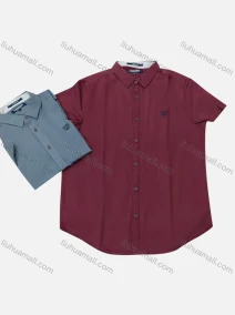 Wholesale Men's Casual Collared Short Sleeve Button Down Plain Shirt, LIUHUA CLOTHING WHOLESALE