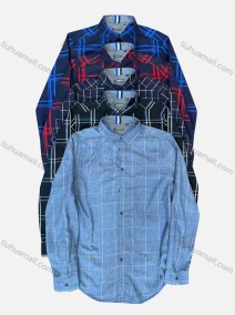 Wholesale Men's Casual Collared Long Sleeve Button Down Plaid Print Shirt, LIUHUA CLOTHING WHOLESALE