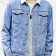 Wholesale Men's Casual Plain Fleece Inside Long Sleeve Button Down Denim Jacket Light Blue Clothing Wholesale Market Liuhua