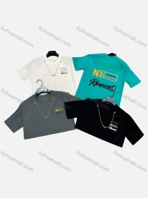 Wholesale Men's Casual Crew Neck Short Sleeve Metal Chain 100%Cotton T-shirt, LIUHUA CLOTHING WHOLESALE