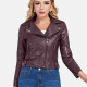 Women's Fashion Lapel Zip Pockets Crop Leather Jacket 5# Clothing Wholesale Market -LIUHUA