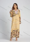 Wholesale Women's Botanic Print Extra Long Sleeve Maxi Kaftan - Liuhuamall