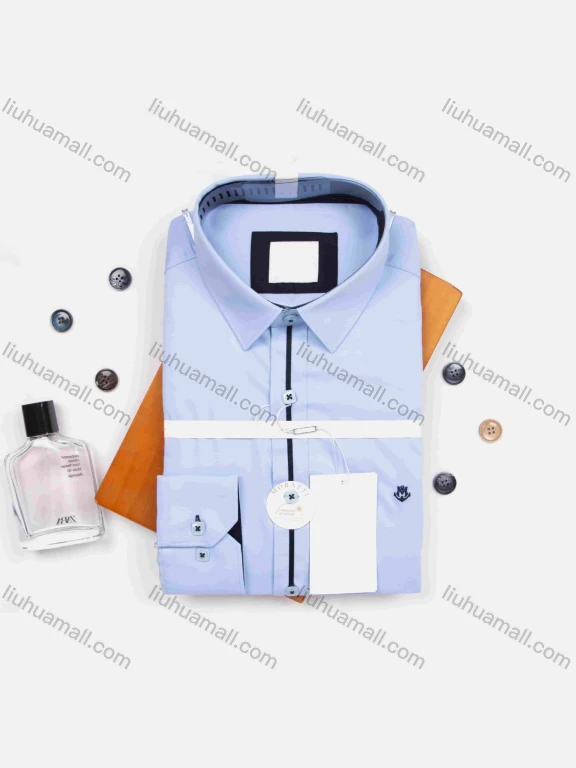 Wholesale Men's Formal Long Sleeve Plain Button Down Collared Shirts MT210213-4#