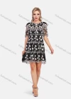 Wholesale Women's Elegant Scallop Edge Floral Embroidered Layered A-Line Mesh Sleeve Mini Dress - Liuhuamall