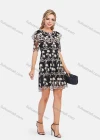Wholesale Women's Elegant Scallop Edge Floral Embroidered Layered A-Line Mesh Sleeve Mini Dress - Liuhuamall